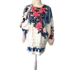 Damze Pullover Womens One Size Vintage Flower Beach Coordinated Bag Made In USA